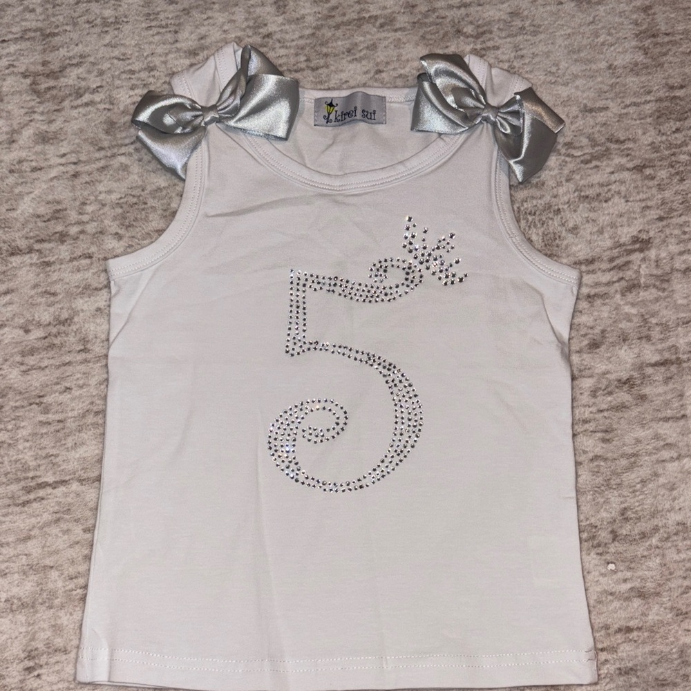 Lele Sadoughi White Tank Top with Silver Bow Accents